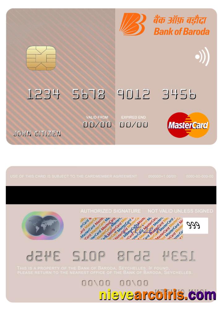 Seychelles Bank of Baroda mastercard